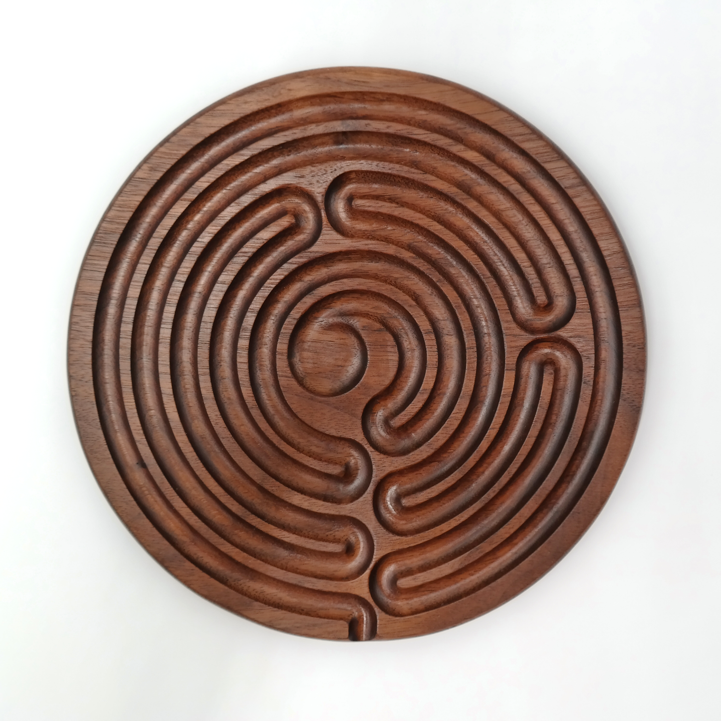 7 circuit Wooden Finger Labyrinth with 1 in Carved Center, 7.5 in Diameter