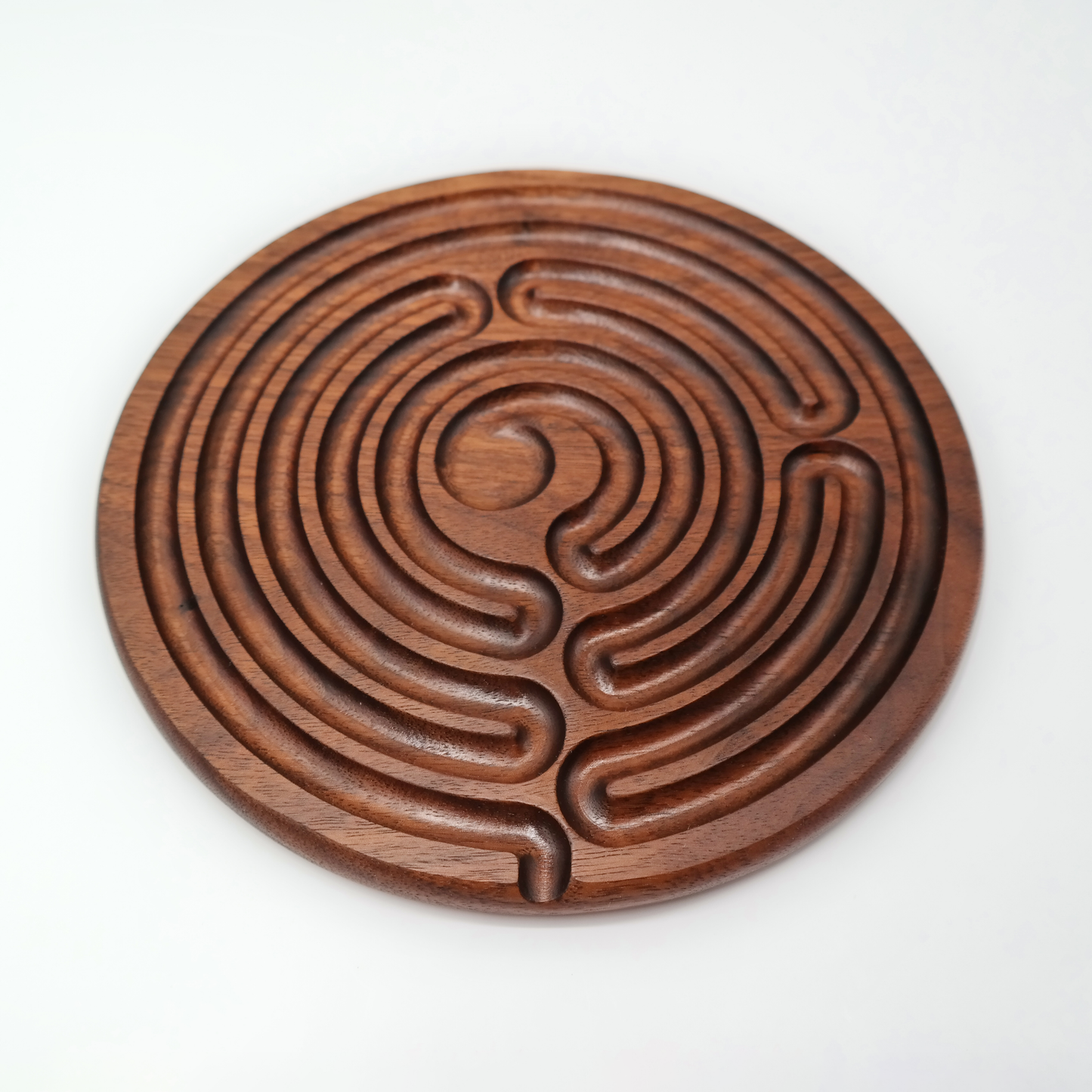 7 circuit Wooden Finger Labyrinth with 1 in Carved Center, 7.5 in Diameter