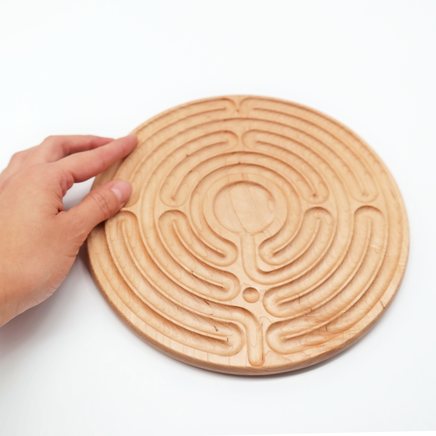 Santa Rosa Wooden Finger Labyrinth ideal For Mindful Breathing, Handheld Wooden Labyrinth as a Tool For Breathing and Mindfulness