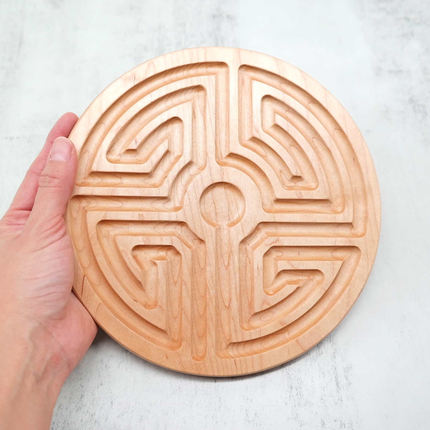 Roman Wooden Finger Labyrinth ideal For Mindful Breathing, Handheld Wooden Labyrinth as a Tool For Breathing and Mindfulness