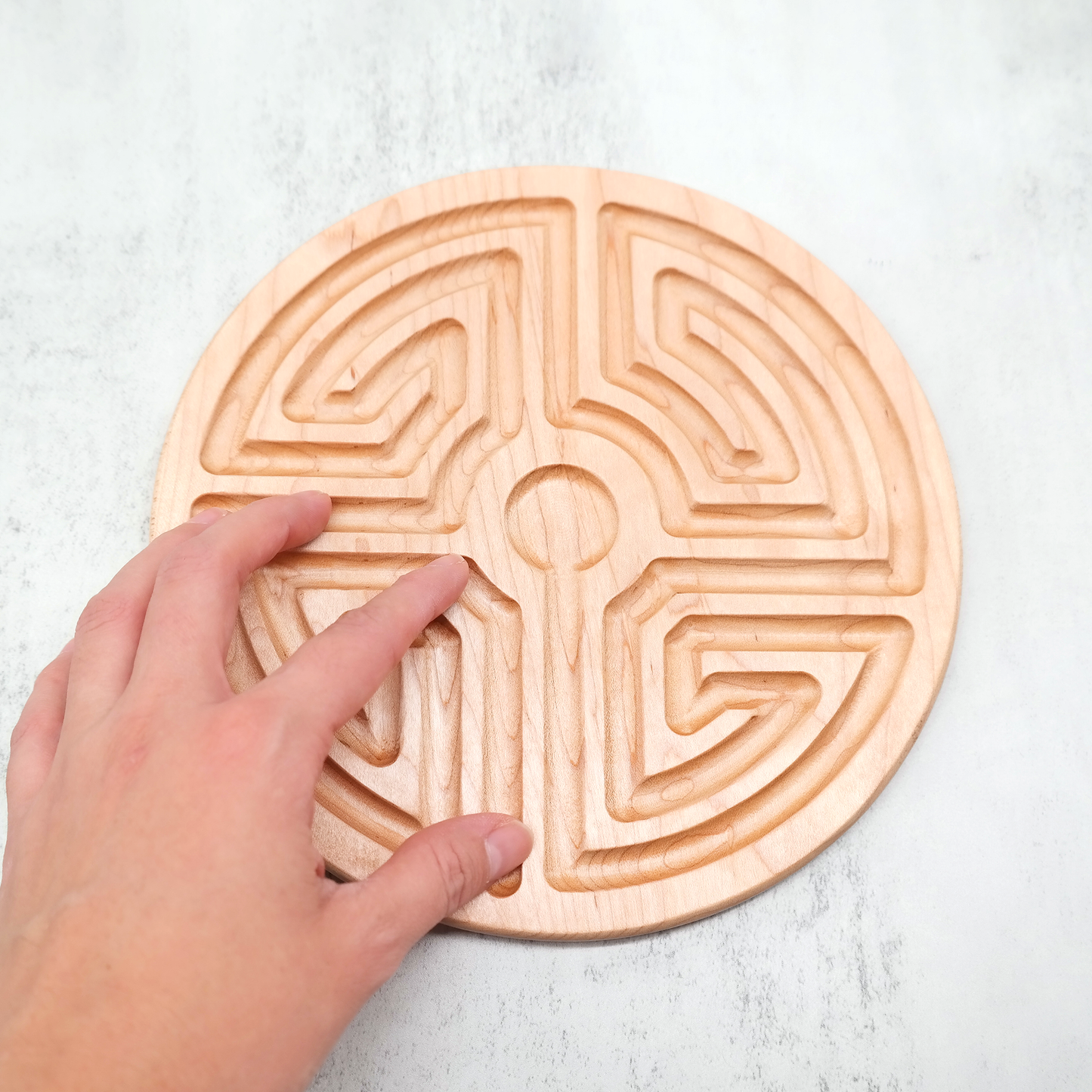 Roman Wooden Finger Labyrinth ideal For Mindful Breathing, Handheld Wooden Labyrinth as a Tool For Breathing and Mindfulness