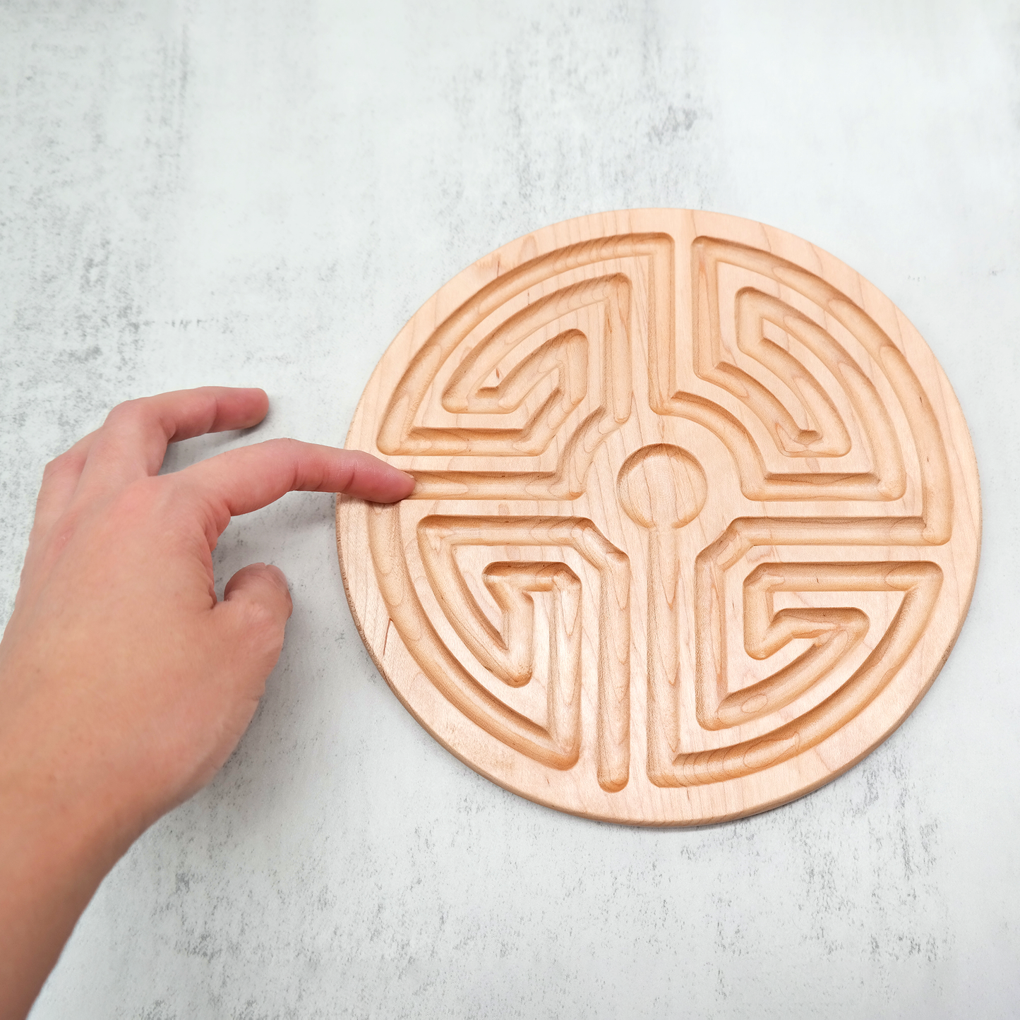 Roman Wooden Finger Labyrinth ideal For Mindful Breathing, Handheld Wooden Labyrinth as a Tool For Breathing and Mindfulness