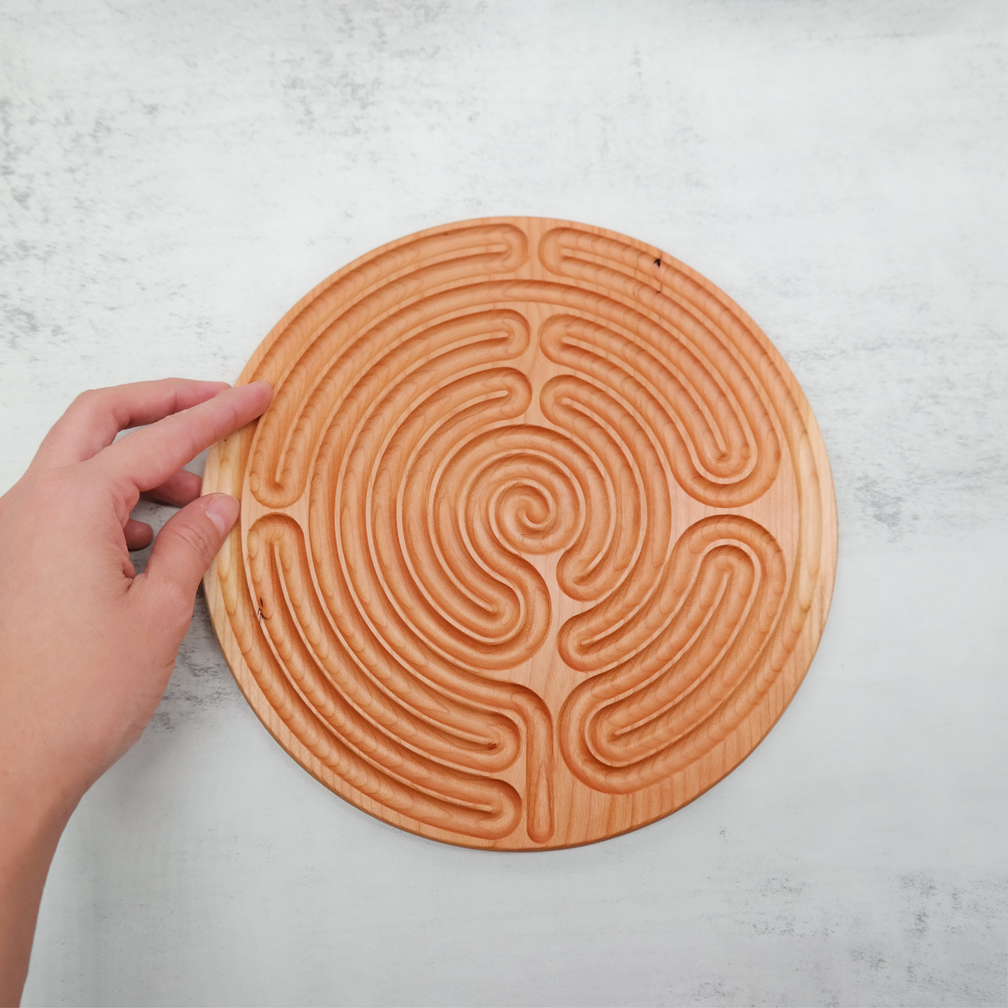 Boughton Green Wooden Finger Labyrinth ideal For Mindful Breathing, Handheld Wood Labyrinth as a Tool For Prayer and meditation