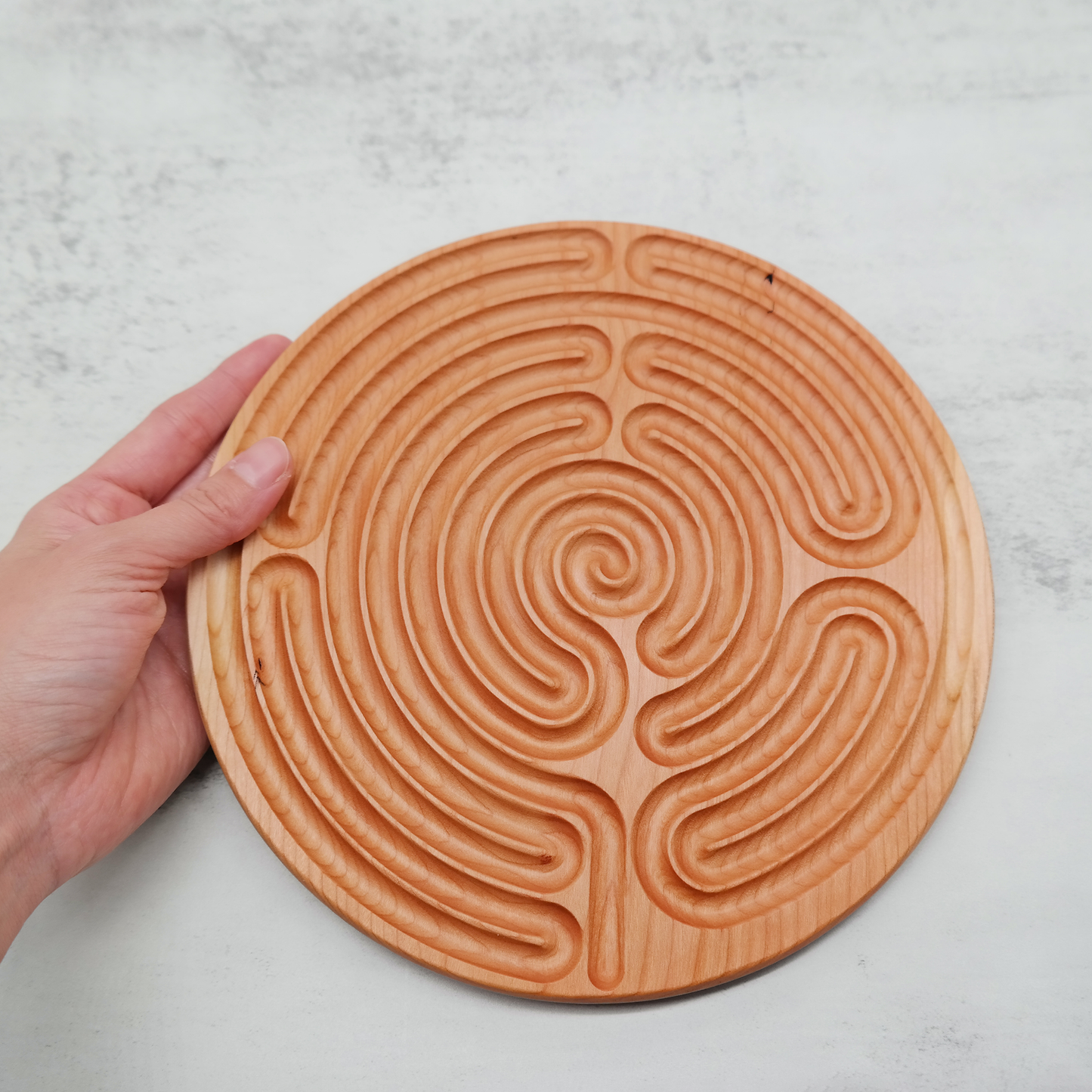 Boughton Green Wooden Finger Labyrinth ideal For Mindful Breathing, Handheld Wood Labyrinth as a Tool For Prayer and meditation