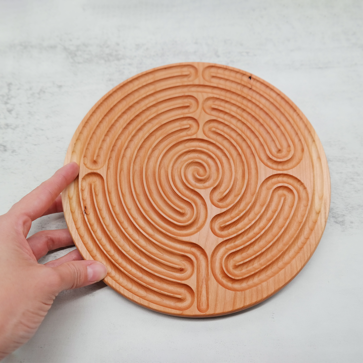 Boughton Green Wooden Finger Labyrinth ideal For Mindful Breathing, Handheld Wood Labyrinth as a Tool For Prayer and meditation