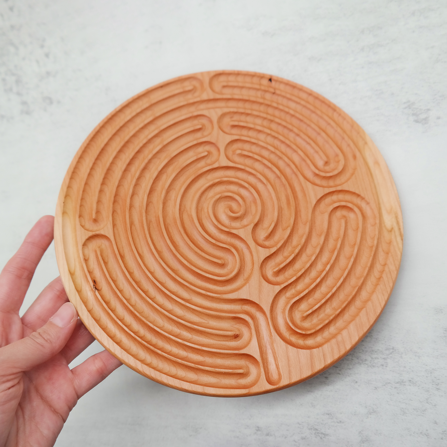 Boughton Green Wooden Finger Labyrinth ideal For Mindful Breathing, Handheld Wood Labyrinth as a Tool For Prayer and meditation