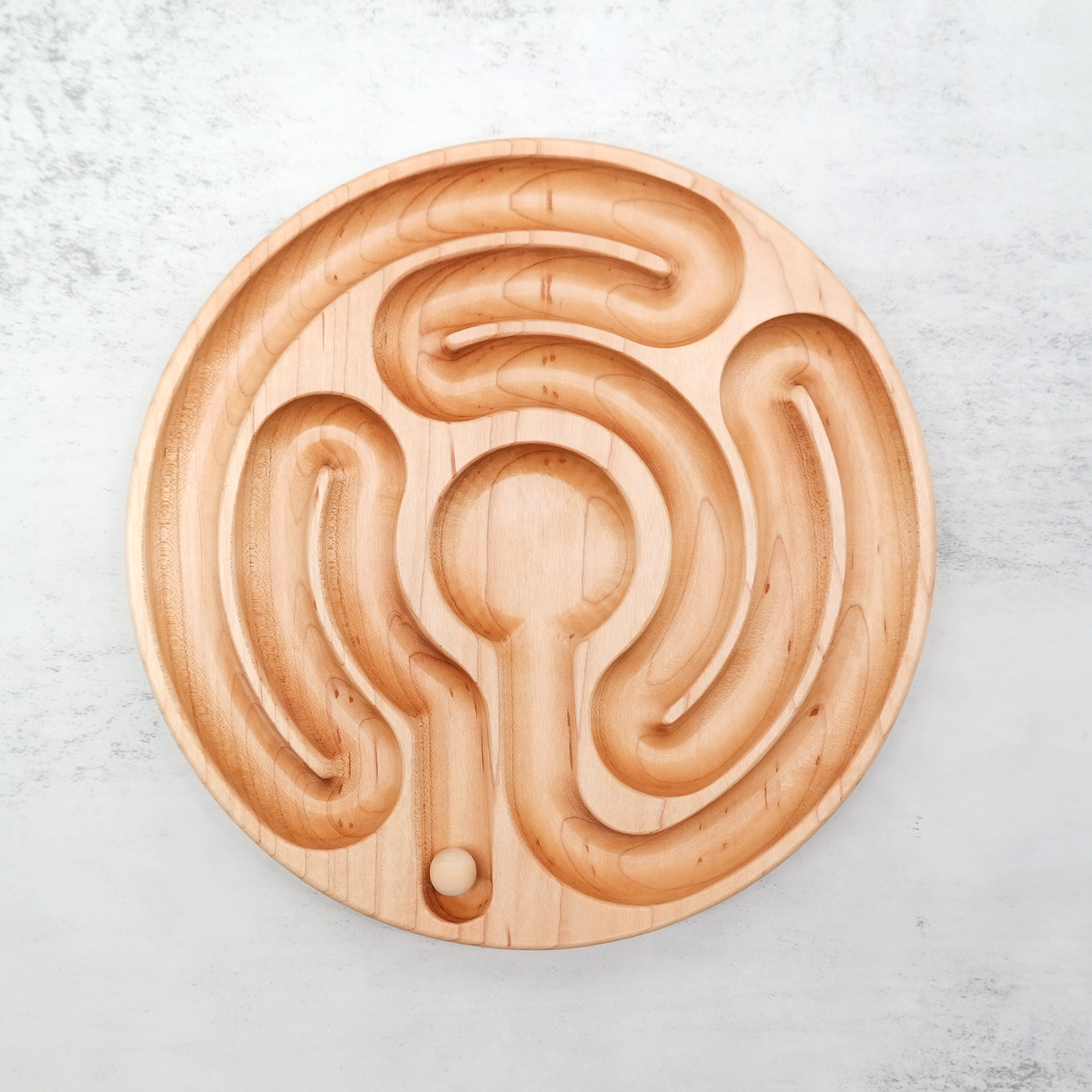 Radial Finger Labyrinth with ball, Handheld Wooden, Labyrinth as a Tool For The Peace Corner, Stress Relief Tools