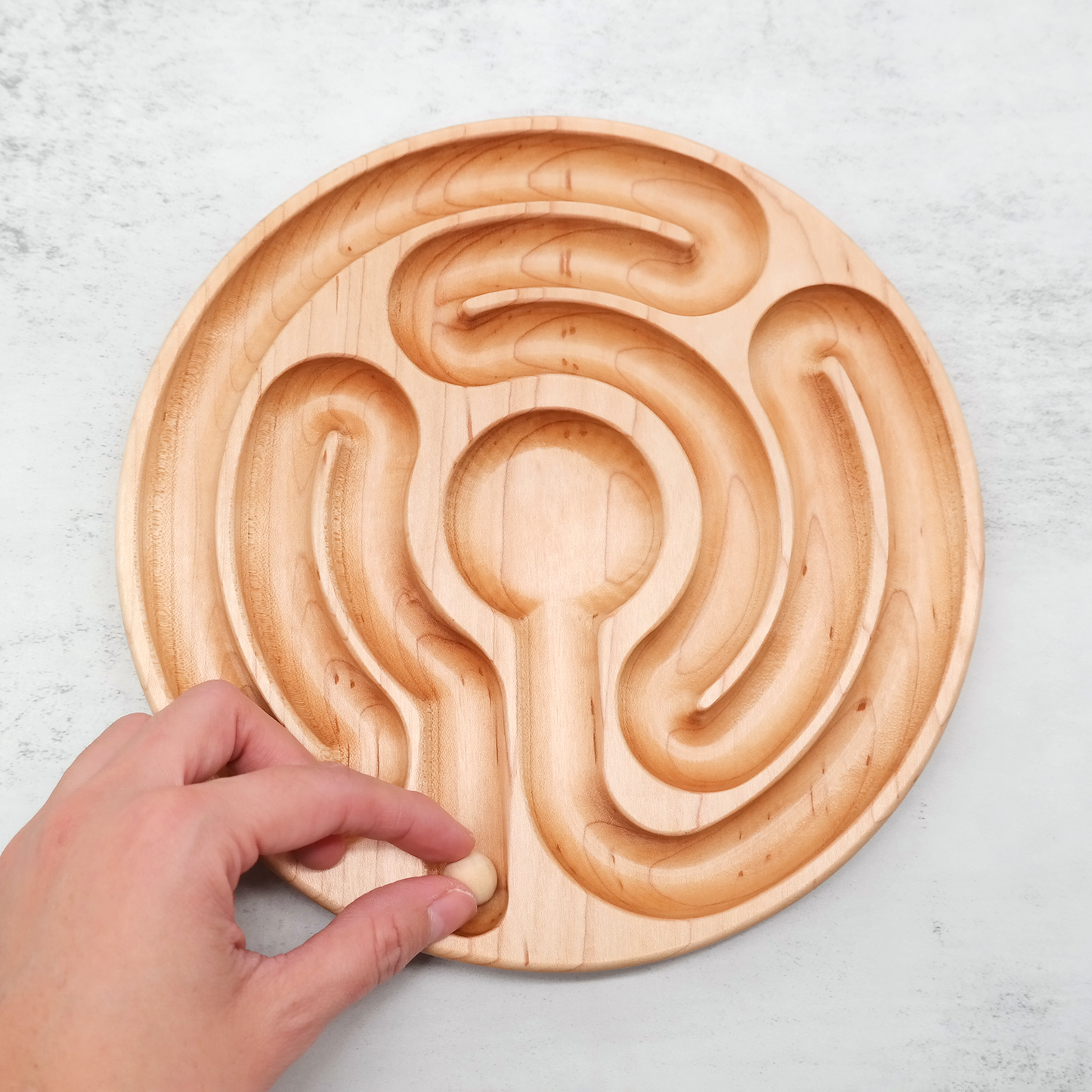 Radial Finger Labyrinth with ball, Handheld Wooden, Labyrinth as a Tool For The Peace Corner, Stress Relief Tools