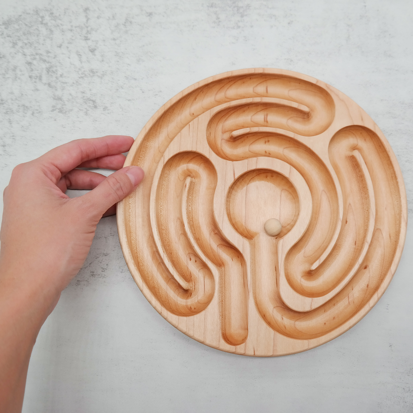 Radial Finger Labyrinth with ball, Handheld Wooden, Labyrinth as a Tool For The Peace Corner, Stress Relief Tools