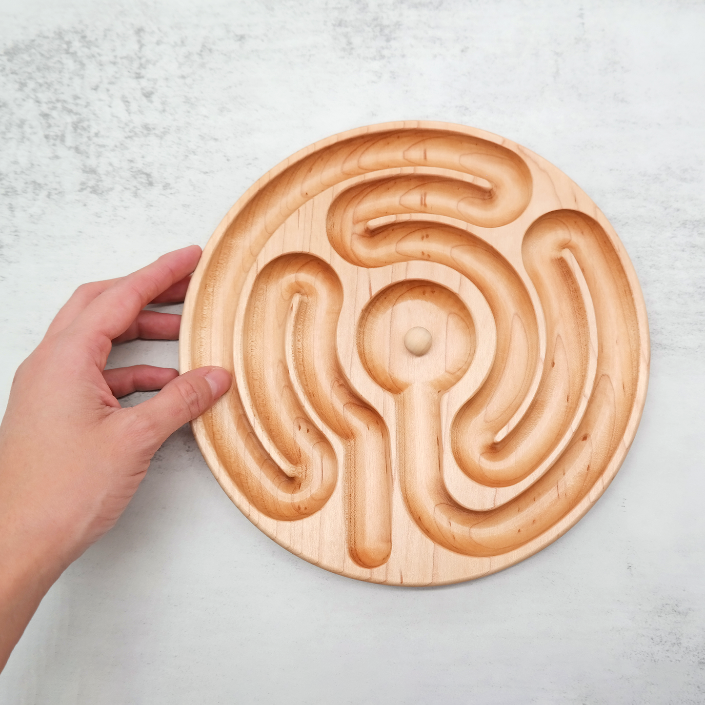 Radial Finger Labyrinth with ball, Handheld Wooden, Labyrinth as a Tool For The Peace Corner, Stress Relief Tools