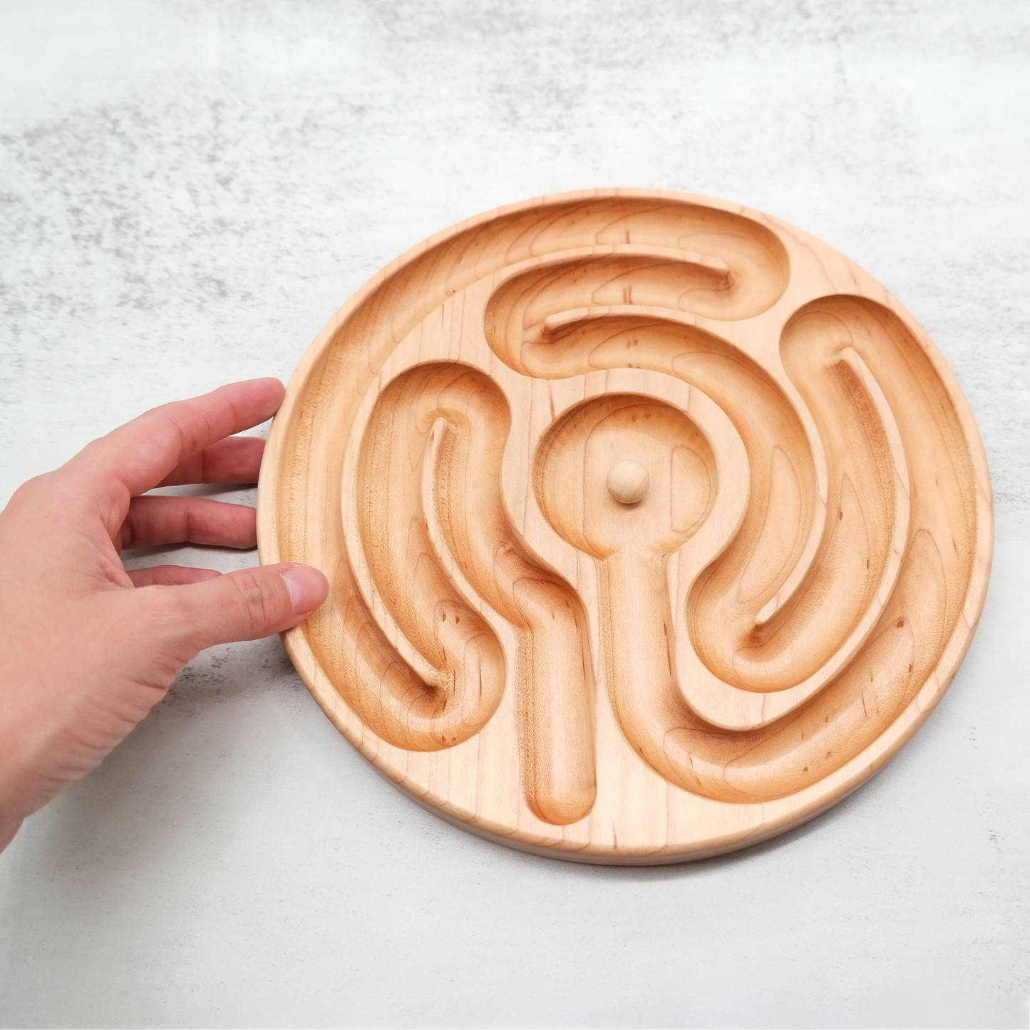 Radial Finger Labyrinth with ball, Handheld Wooden, Labyrinth as a Tool For The Peace Corner, Stress Relief Tools