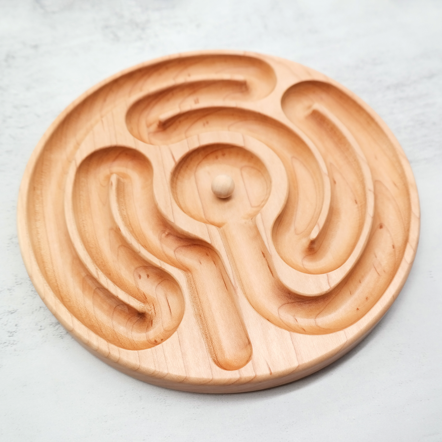 Radial Finger Labyrinth with ball, Handheld Wooden, Labyrinth as a Tool For The Peace Corner, Stress Relief Tools