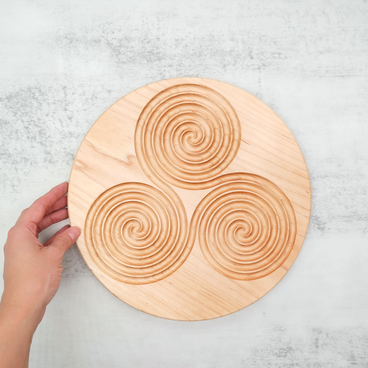 Triskelion Finger Labyrinth, Wooden Labyrinth for Meditation and prayer, Labyrinth as a tool for Peace corner