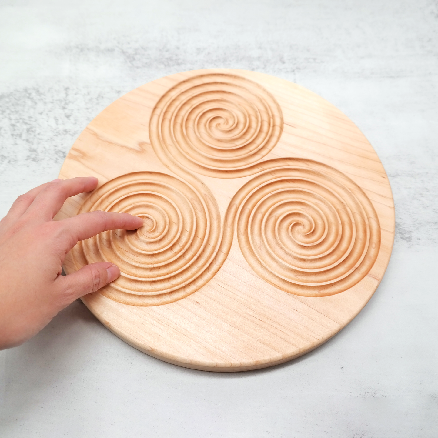 Triskelion Finger Labyrinth, Wooden Labyrinth for Meditation and prayer, Labyrinth as a tool for Peace corner