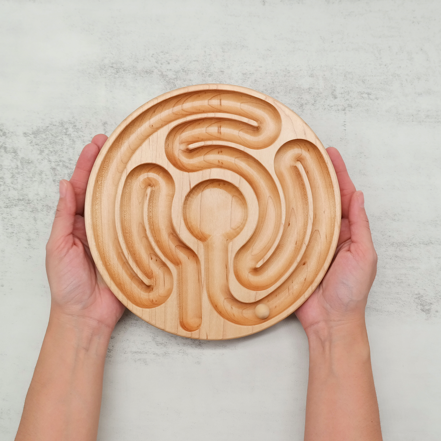 Radial Finger Labyrinth with ball, Handheld Wooden, Labyrinth as a Tool For The Peace Corner, Stress Relief Tools