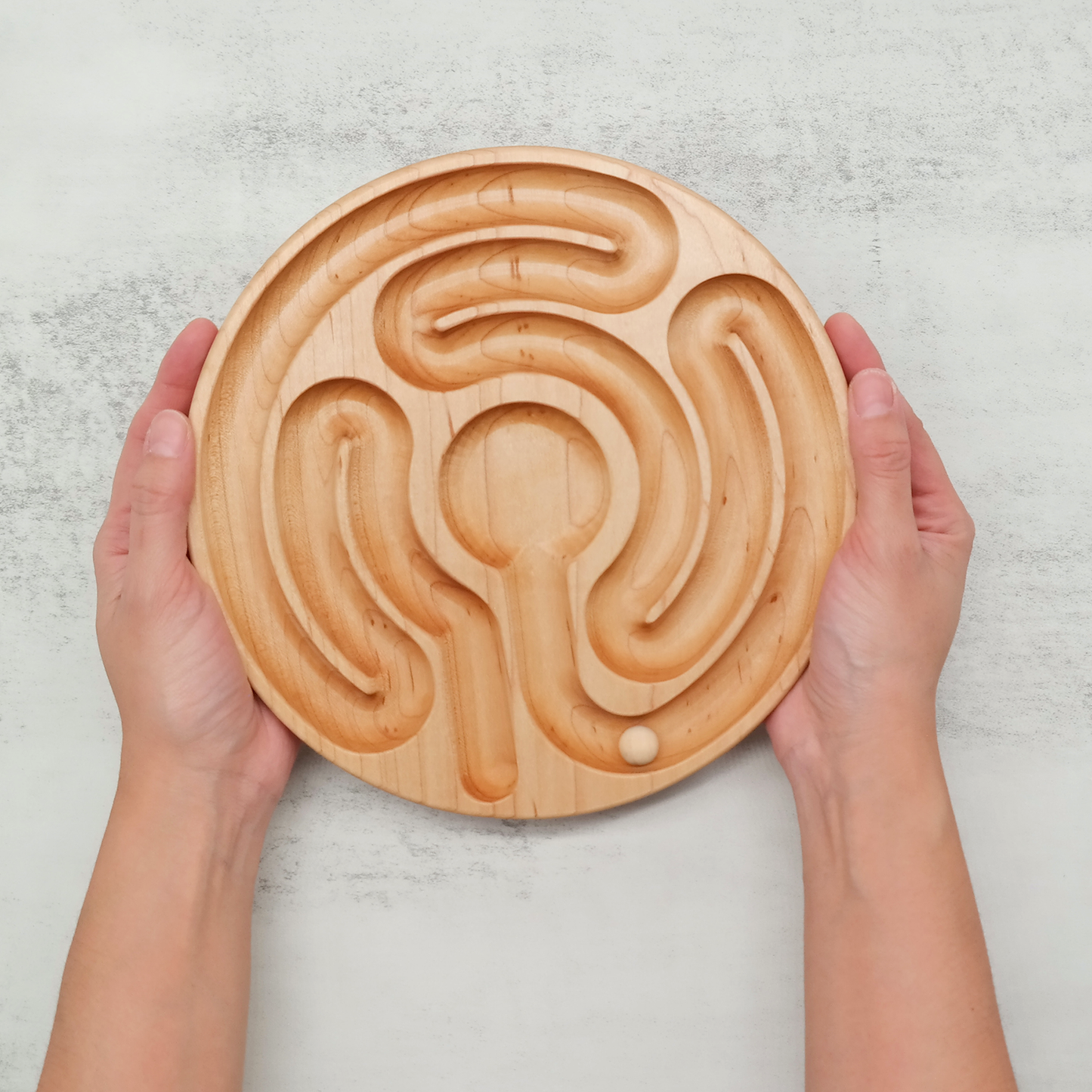 Radial Finger Labyrinth with ball, Handheld Wooden, Labyrinth as a Tool For The Peace Corner, Stress Relief Tools