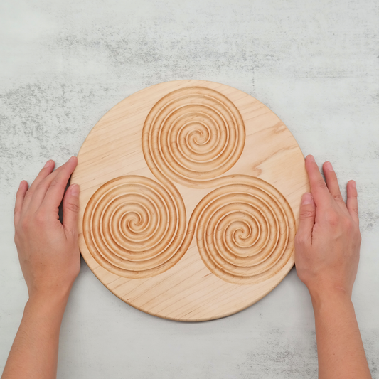 Triskelion Finger Labyrinth, Wooden Labyrinth for Meditation and prayer, Labyrinth as a tool for Peace corner