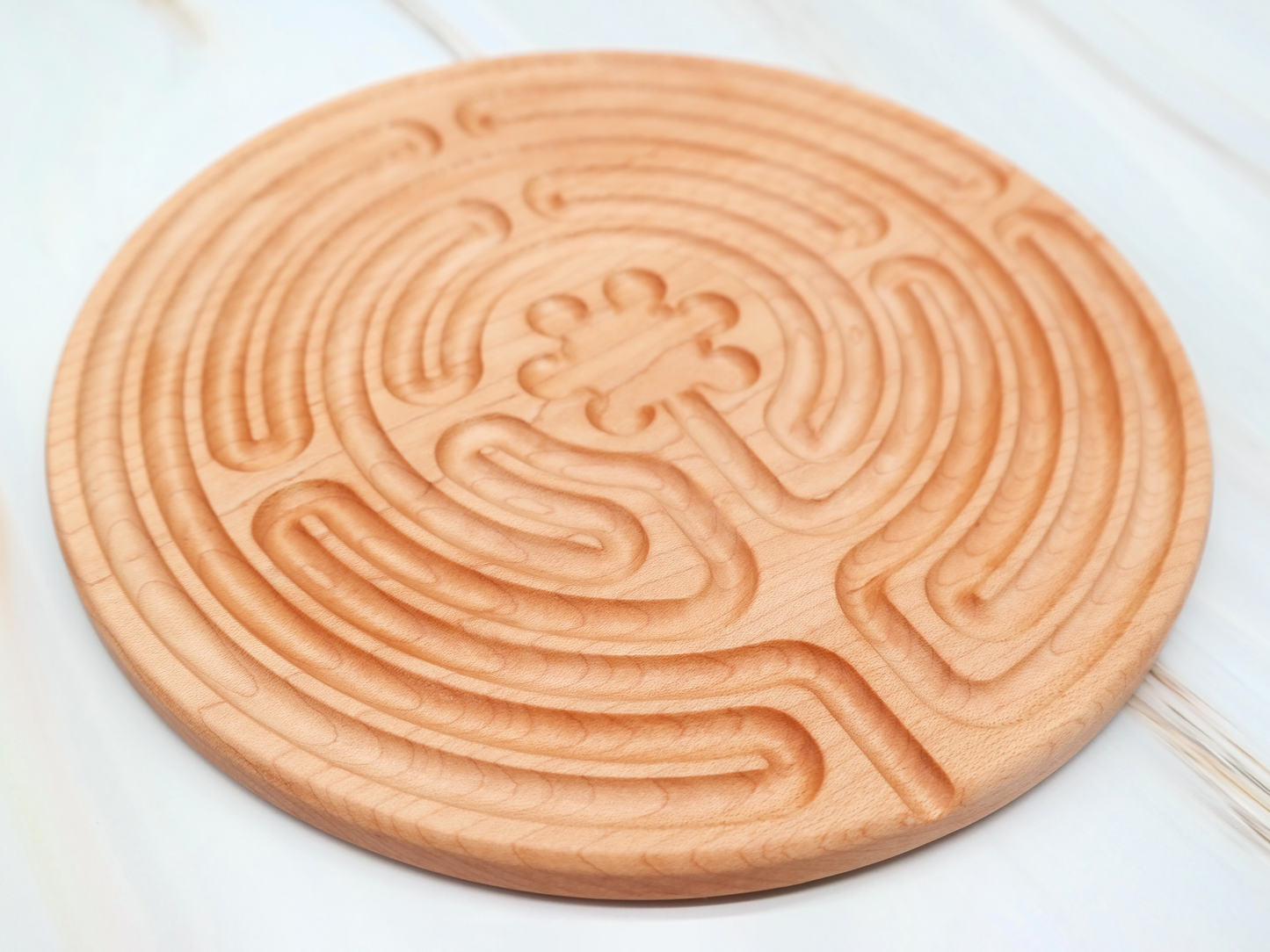 Chartres Cathedral Inspired, Wooden Finger Labyrinth, 9 in Diameter