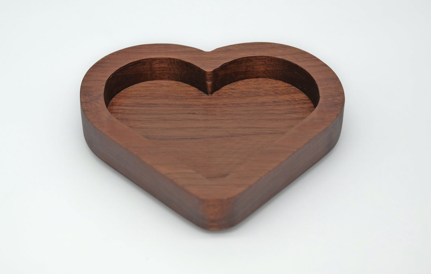 Walnut Wooden Heart Valet Tray, Walnut Wood Catchall, Wood Heart Tray for Jewelry, Wooden Heart Jewelry Holder, Heart Shaped Jewelry Dish,