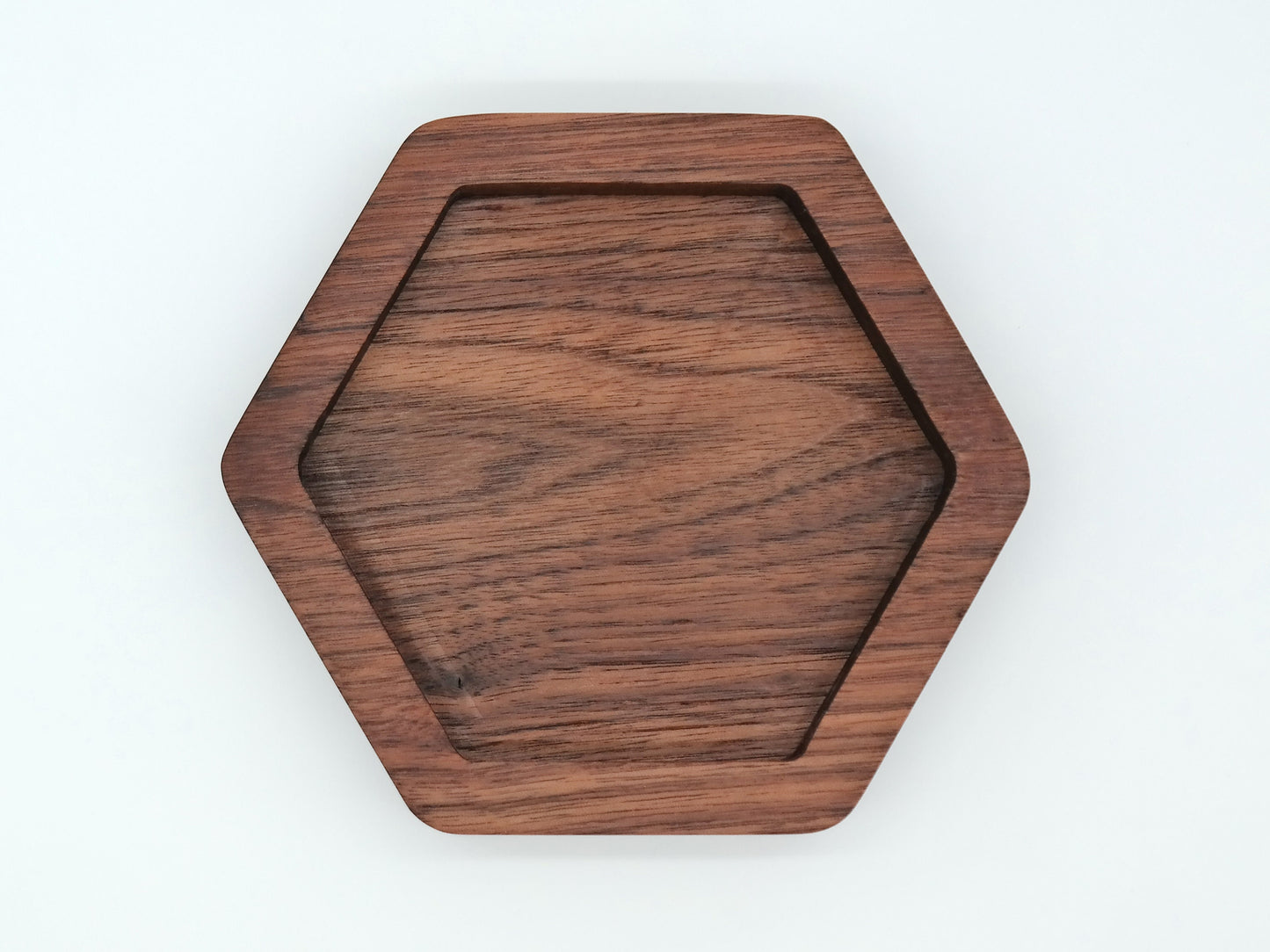 Hexagon tray, Walnut Catch All Tray, Wooden Valet tray, Nightstand tray, Ring Dish, Wooden Jewelry Tray, Anniversary Gift, Gift for Husband