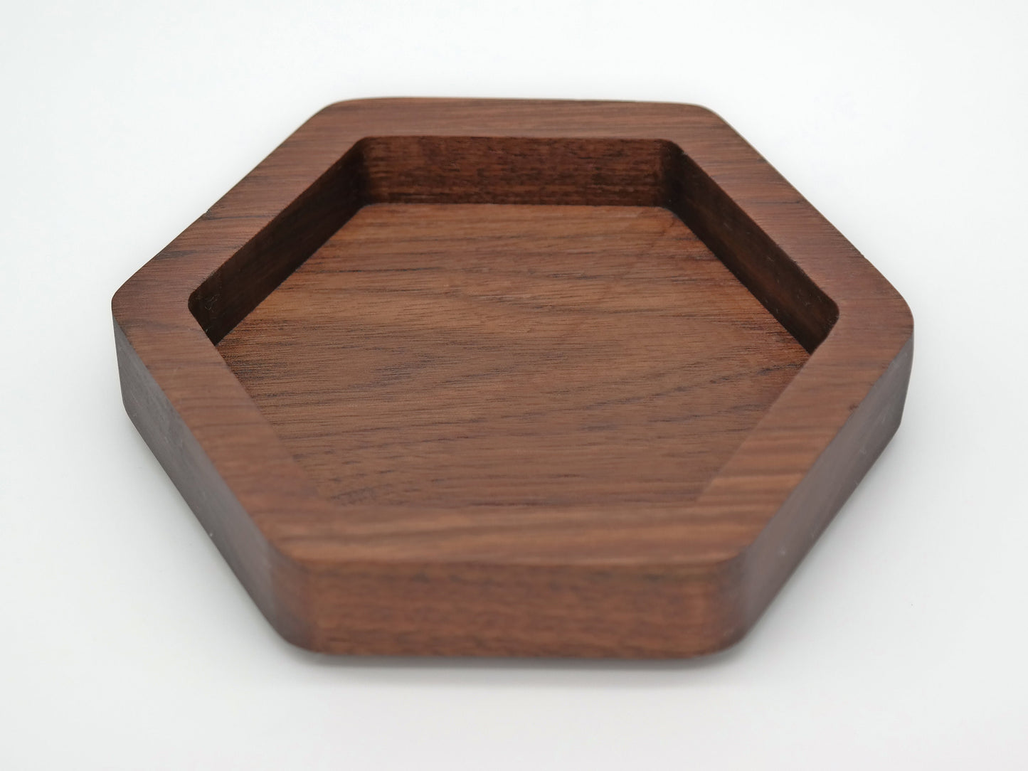 Hexagon tray, Walnut Catch All Tray, Wooden Valet tray, Nightstand tray, Ring Dish, Wooden Jewelry Tray, Anniversary Gift, Gift for Husband