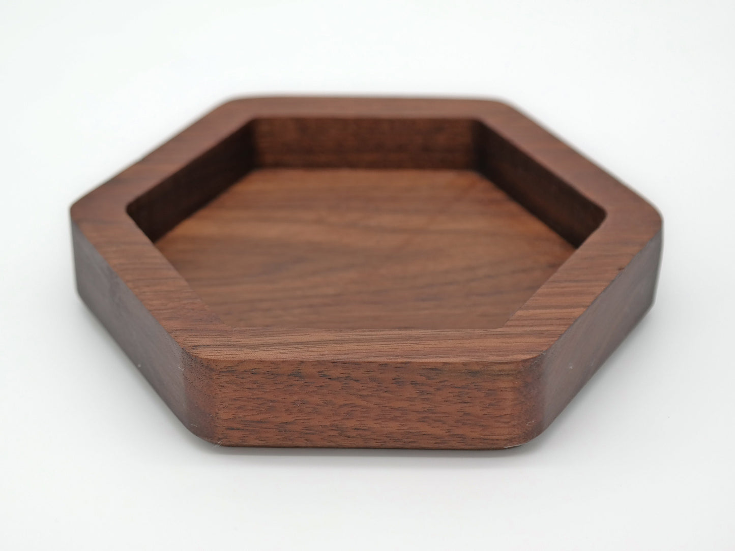 Hexagon tray, Walnut Catch All Tray, Wooden Valet tray, Nightstand tray, Ring Dish, Wooden Jewelry Tray, Anniversary Gift, Gift for Husband