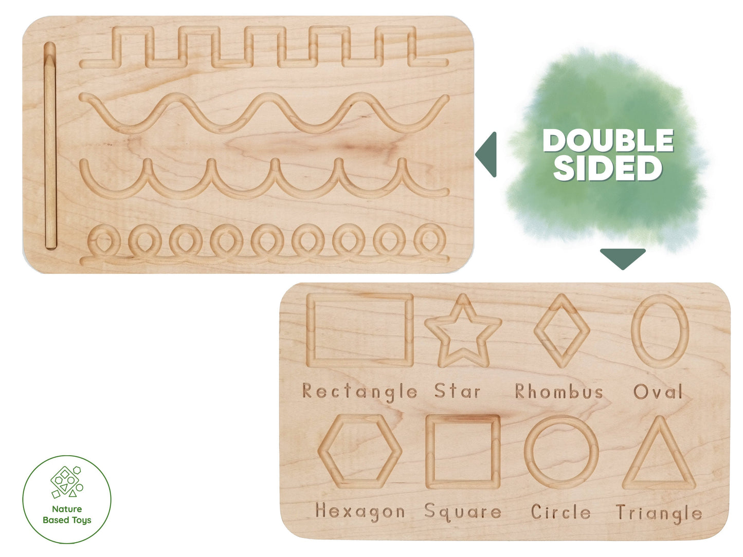 Double-Sided Montessori Tracing Board / Basic Shapes and Line Tracing