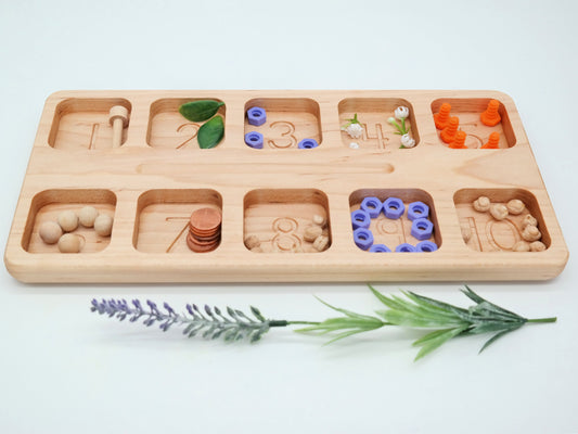 Number engraved Sorting Board - Montessori Tray