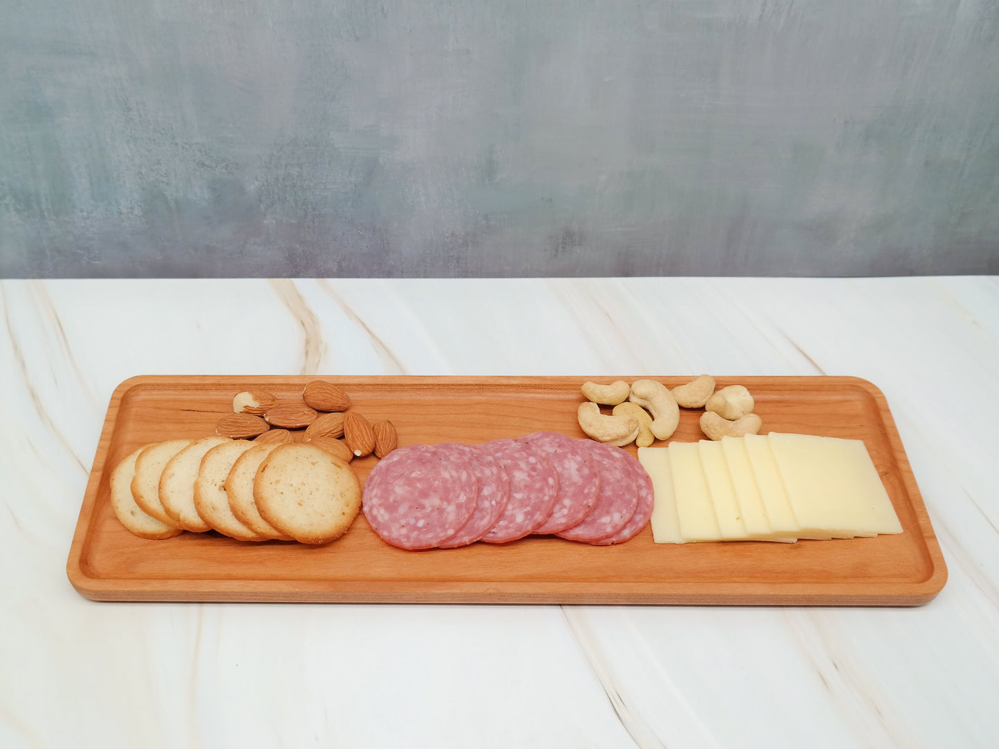 Wooden Charcuterie Board for cheese and Crackers, Long Wooden Tray for Serving Appetizer, Rectangular Platter for Sushi, Long Wooden Tray,