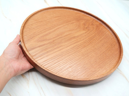 Decorative Wooden Round Ottoman Tray, Modern Light Wood Coffee Table Tray, Round Coffee Table Centerpiece Tray, Round Wooden Serving Tray