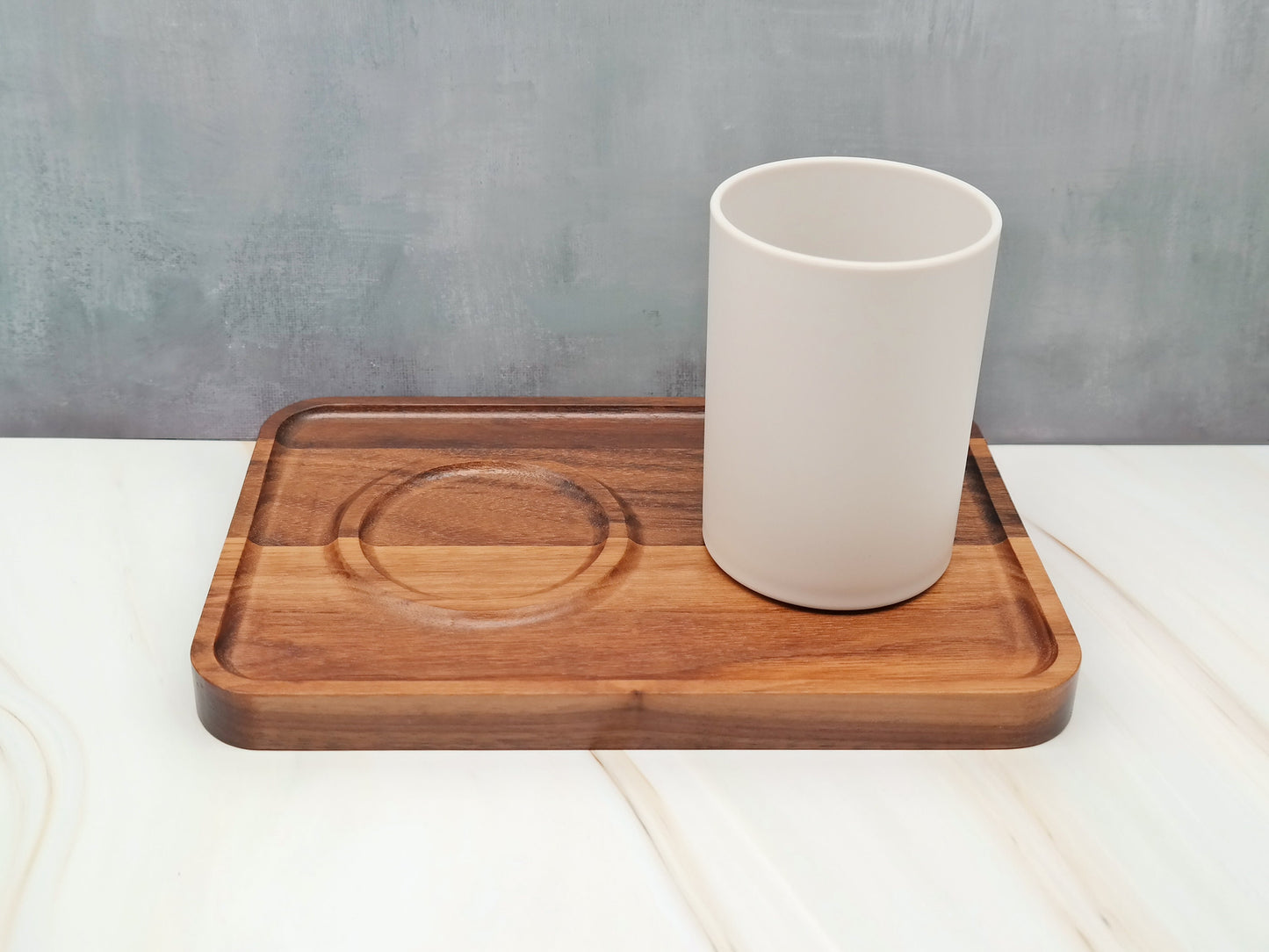 Wooden Vanity Tray for Bathroom Toiletries, Toothbrush Holder, Wooden Bathroom Organizer