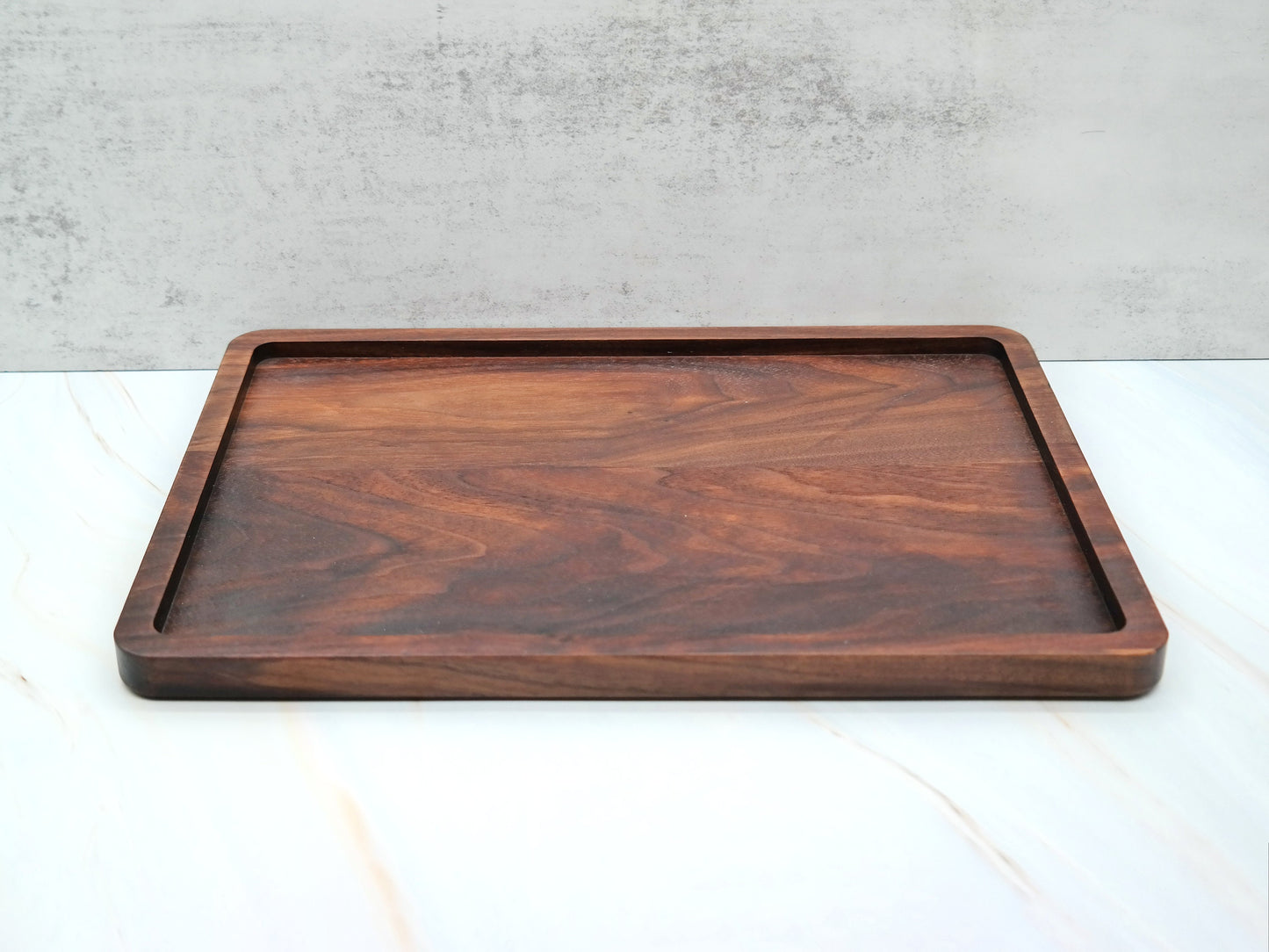 Walnut Wooden Serving Tray for Coffee Bar, Rectangle Wood Walnut Tray for coffee and tea, Decorative Walnut Wooden Tray for Coffee Table