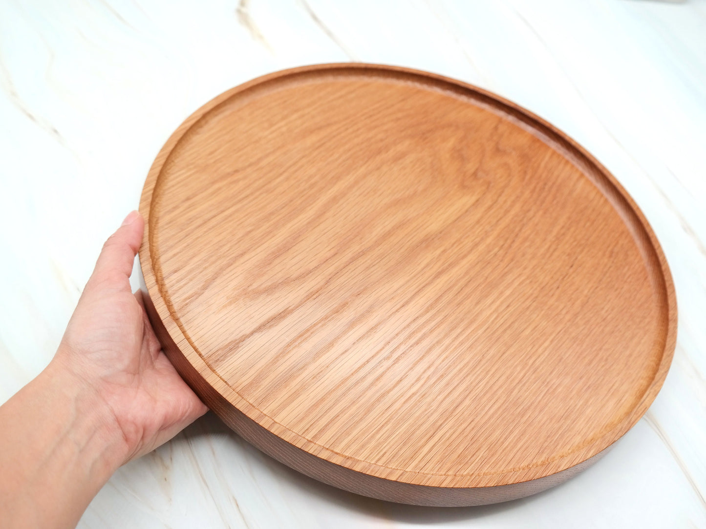 Decorative Wooden Round Ottoman Tray, Modern Light Wood Coffee Table Tray, Round Coffee Table Centerpiece Tray, Round Wooden Serving Tray