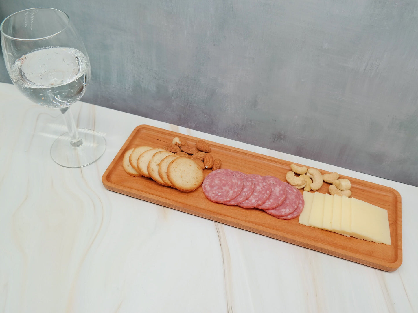 Wooden Charcuterie Board for cheese and Crackers, Long Wooden Tray for Serving Appetizer, Rectangular Platter for Sushi, Long Wooden Tray,