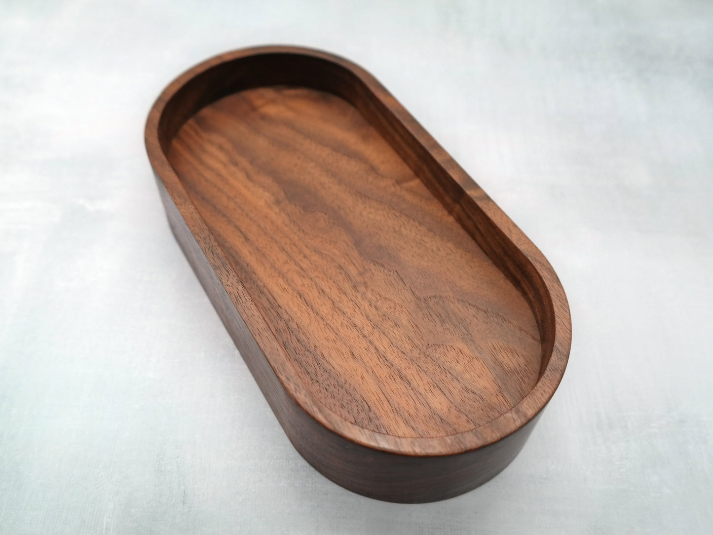 Oval Wooden Tray For Salt and Pepper, Walnut Wood Trinket Tray, Decorative Vanity Tray For Bathroom Counter, Kitchen Counter Tray For Oils