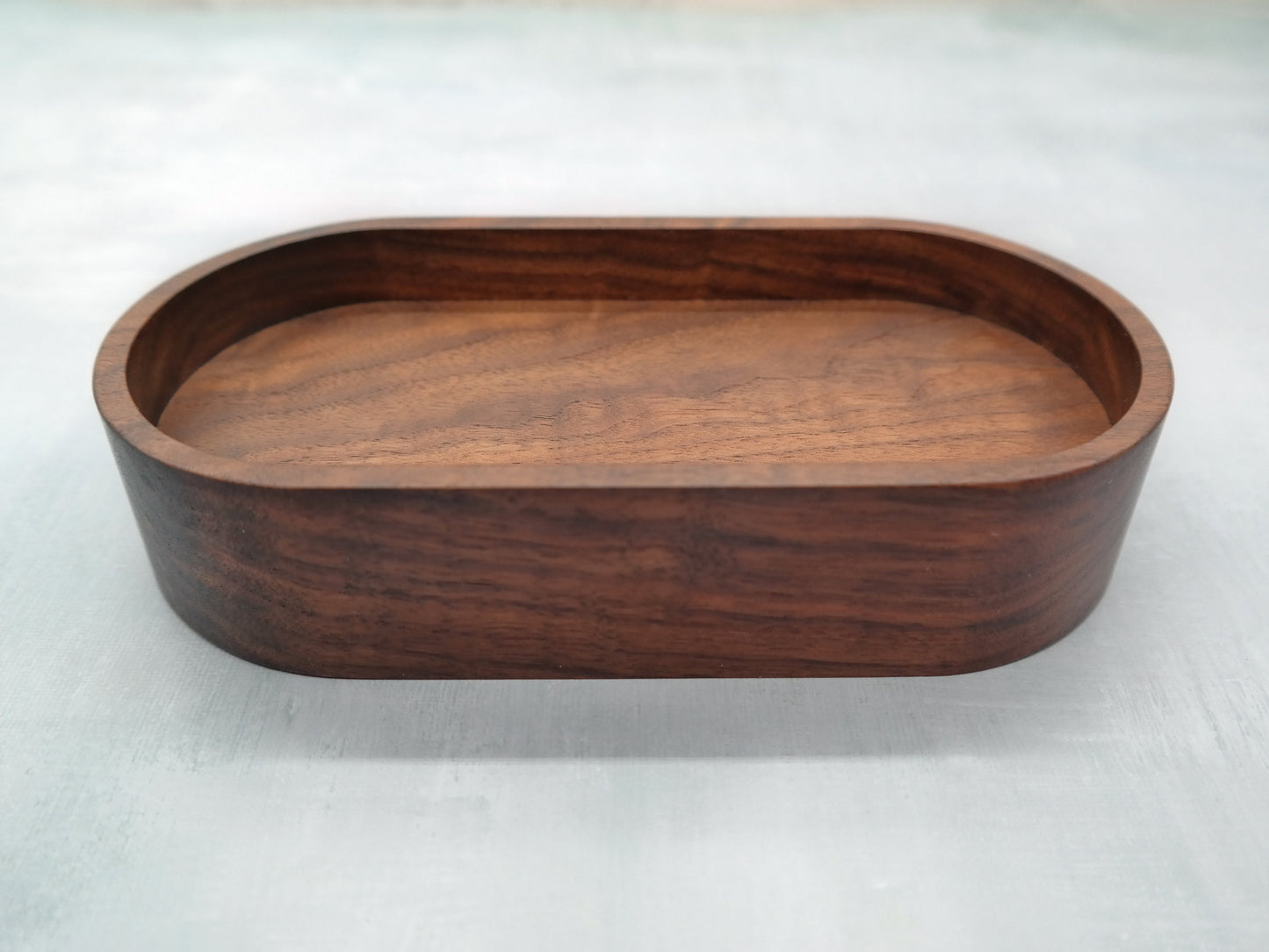 Oval Wooden Tray For Salt and Pepper, Walnut Wood Trinket Tray, Decorative Vanity Tray For Bathroom Counter, Kitchen Counter Tray For Oils