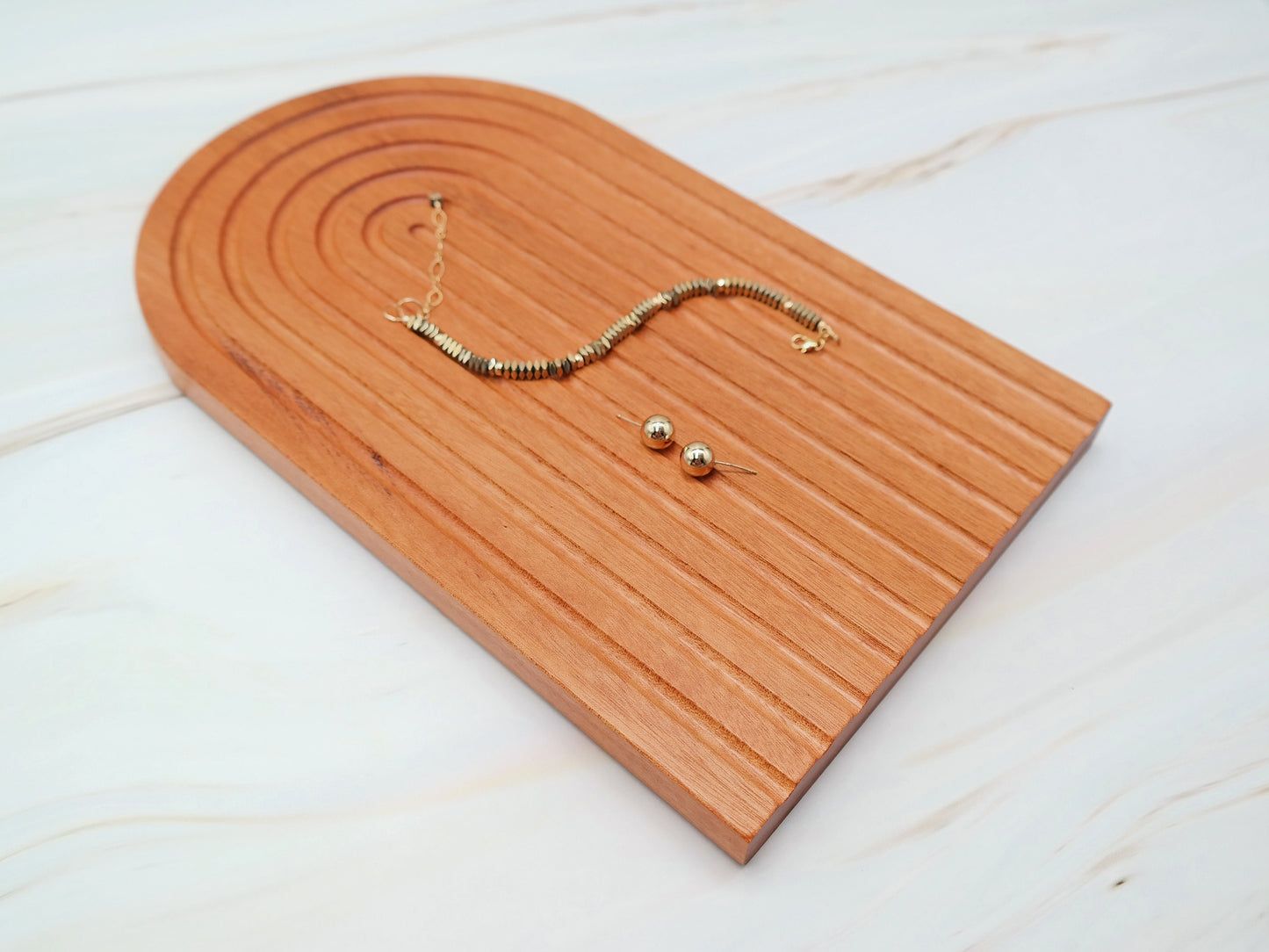 Decorative Wooden Tray For Vanity Countertop, Wood Tray for Dressing Table, Perfume & Skincare Tray, Jewelry Display Tray, Rainbow Arch Tray